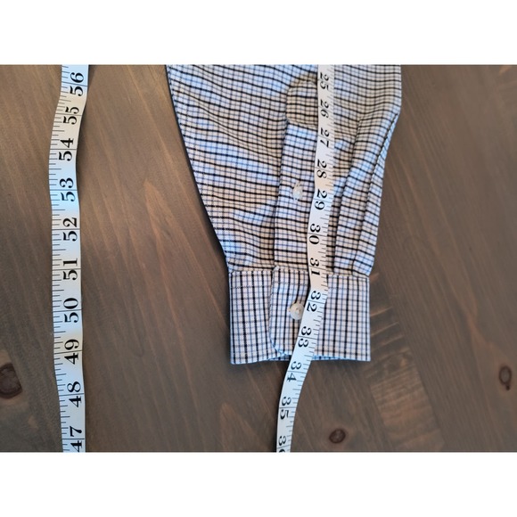 LL Bean Traditional Fit Button Shirt Men's SZ 16 Blue White Check Long Sleeve - Picture 14 of 16